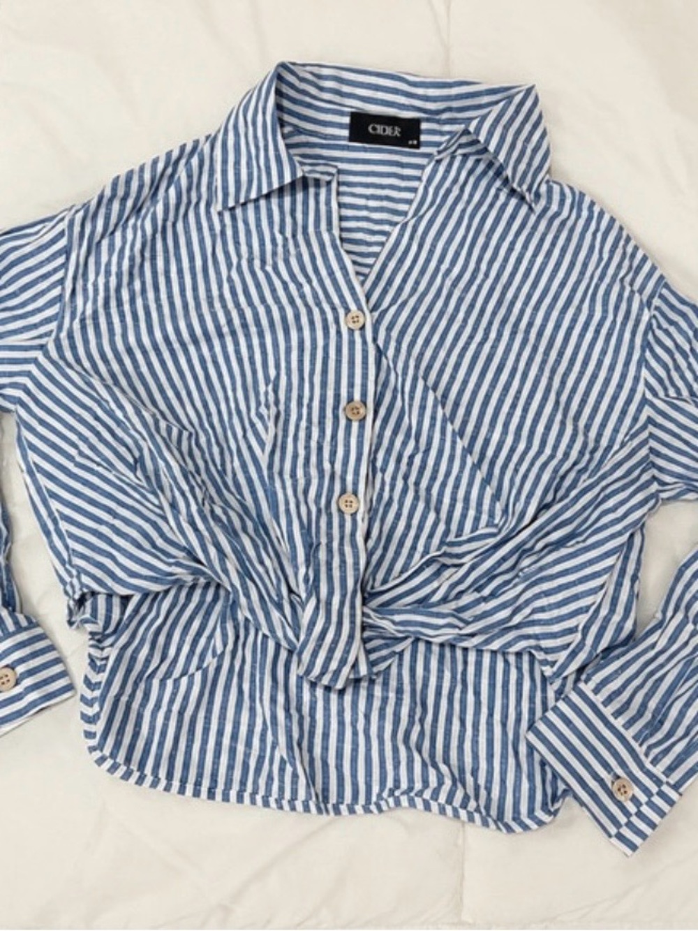 Cider Blue & White Striped Button-Up Shirt